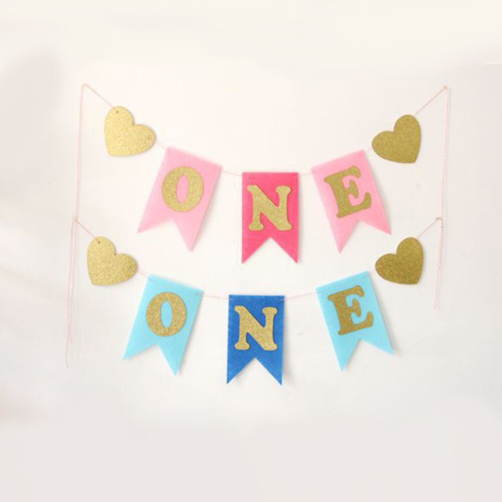 Baby 1 First Birthday Boy Girl Balloons Kids One Year Old Birthday Non-woven fabric Garland Banner Children Party Decor Baby Bab
