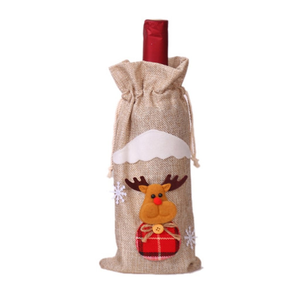 Weihnachten Dekorationen Sackleinen Alten Mann Puppe Rotwein Flasche Set Wein Tasche Festival Hotel Dekoration Sackleinen Wein Set: original A