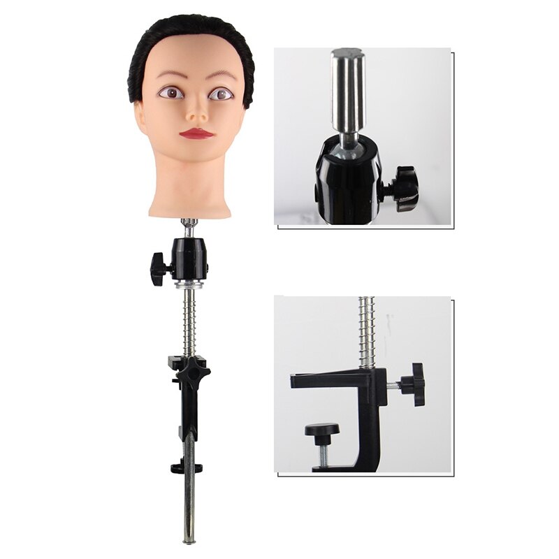 Testa di Formazione Del Basamento manichino Supporto Della Testina di Testa di Manichino Del Basamento di Plastica Dura E Parrucca in Acciaio Inox Testa Del Basamento Del Morsetto da Tavolo