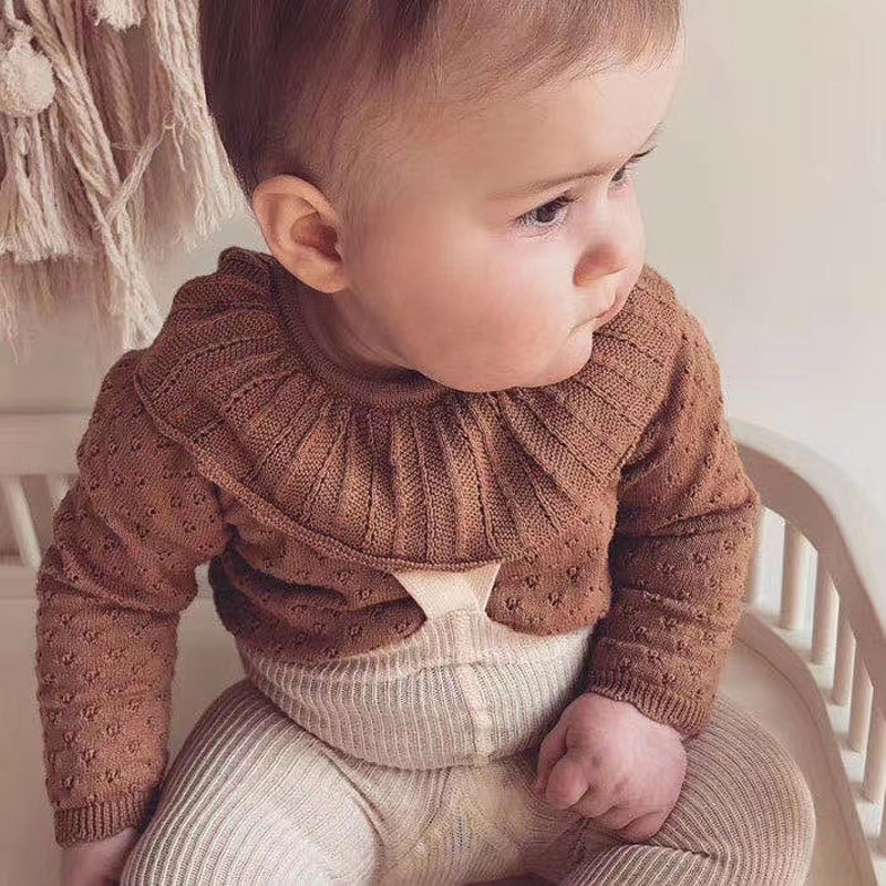 En Stock automne enfant en bas âge fille pull vêtements d'hiver évider doux tricoté pull noël bébé vêtements haut chandails
