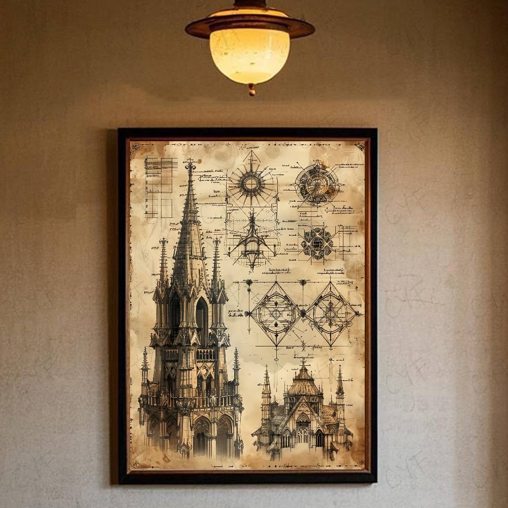 Retro Roman Architectural Poster Home Living Bed Room Bar Hallway Sticky Wall Art Printing Waterproof Aesthetic Decor: Small / black