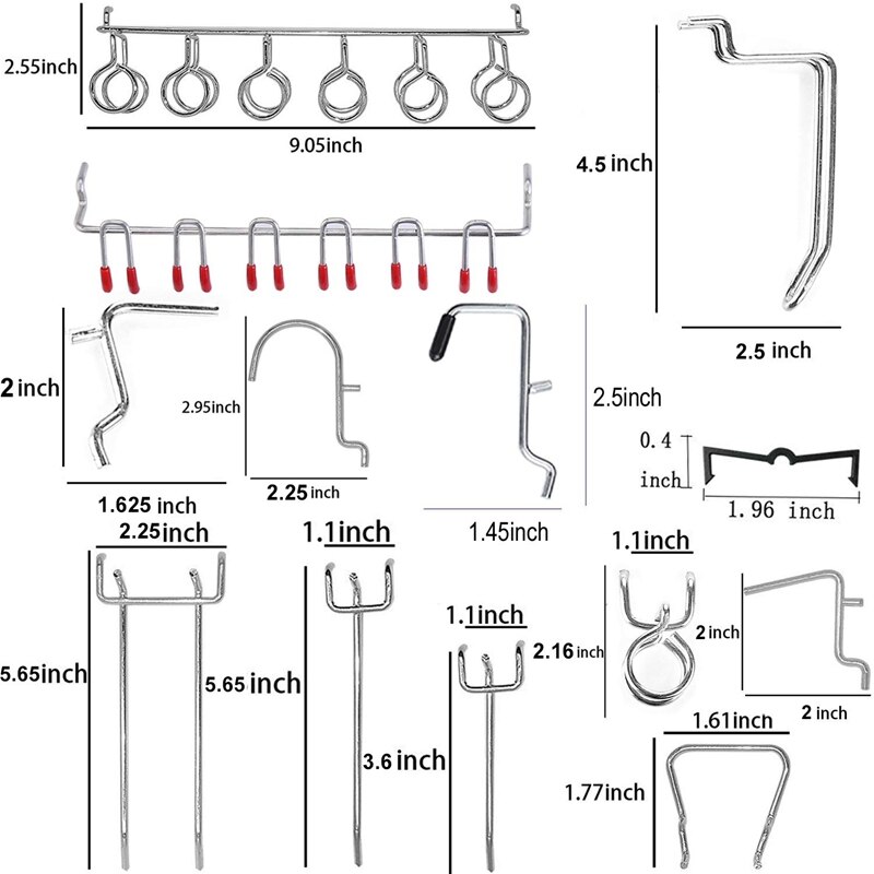 Pegboard krokar sortiment förvaring krokar system peg board verktyg hängare uppsättning garage kök verkstad arrangör verktyg krokar