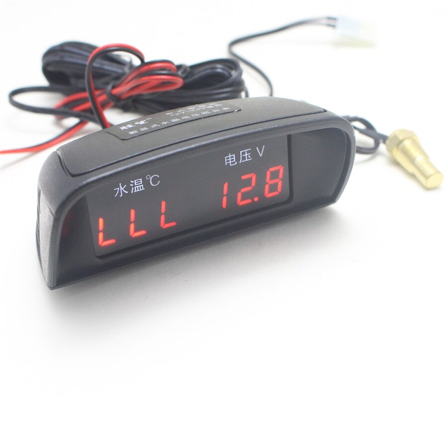 Universal 2In1 LCD Digital Car SUV Voltmeter Water Temp Meter Thermometer Gauge