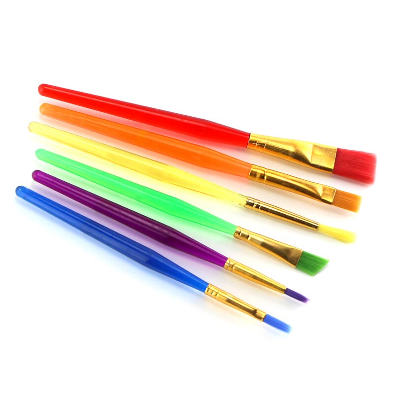 6 Stuks Aquarel Gouache Plastic Verf Borstels Ronde Spitse Punt Nylon Haar Schilderij Borstel Tekening Pen Art Set Levert 03190