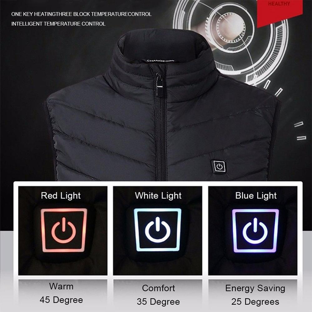 9 Heating Zones Heated Vest Jacket USB Men Winter Electrically Heated Sleeveless Jacket Travel Outdoor Waistcoat for Outdoor