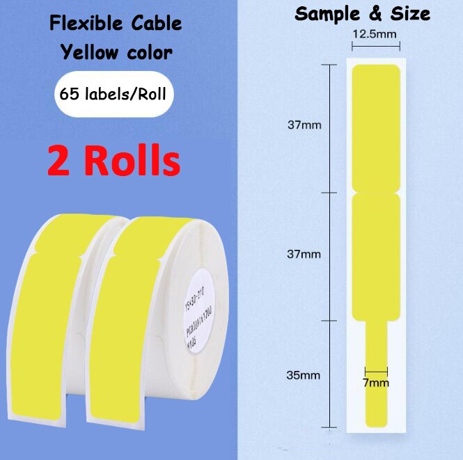 Label Tape for Niimbot D11/D61 - Communication & Network Cable Labels - Compatible Printer Tape: 2 Yellow Tapes