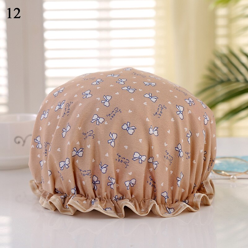 Multifunction Bathing Cap Waterproof Bath Hat Elastic Anti-smoke Cap Shower Capcute Comfortable Waterproof Cap Double layer