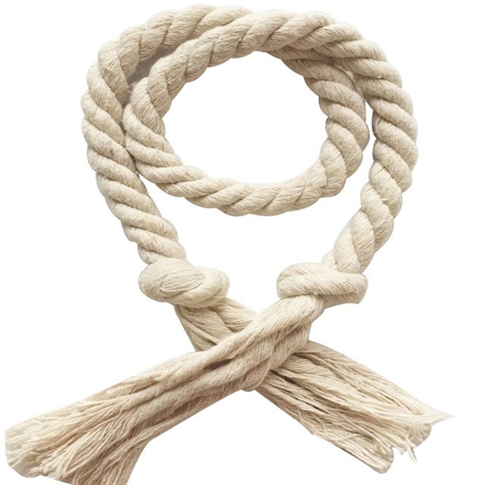 Rideau en corde de chanvre tissé à la main | Paire de rideaux à nouer décoratifs à tirettes, support de corde en chanvre tissé à la main, accessoires de rideau à boucle: Beige