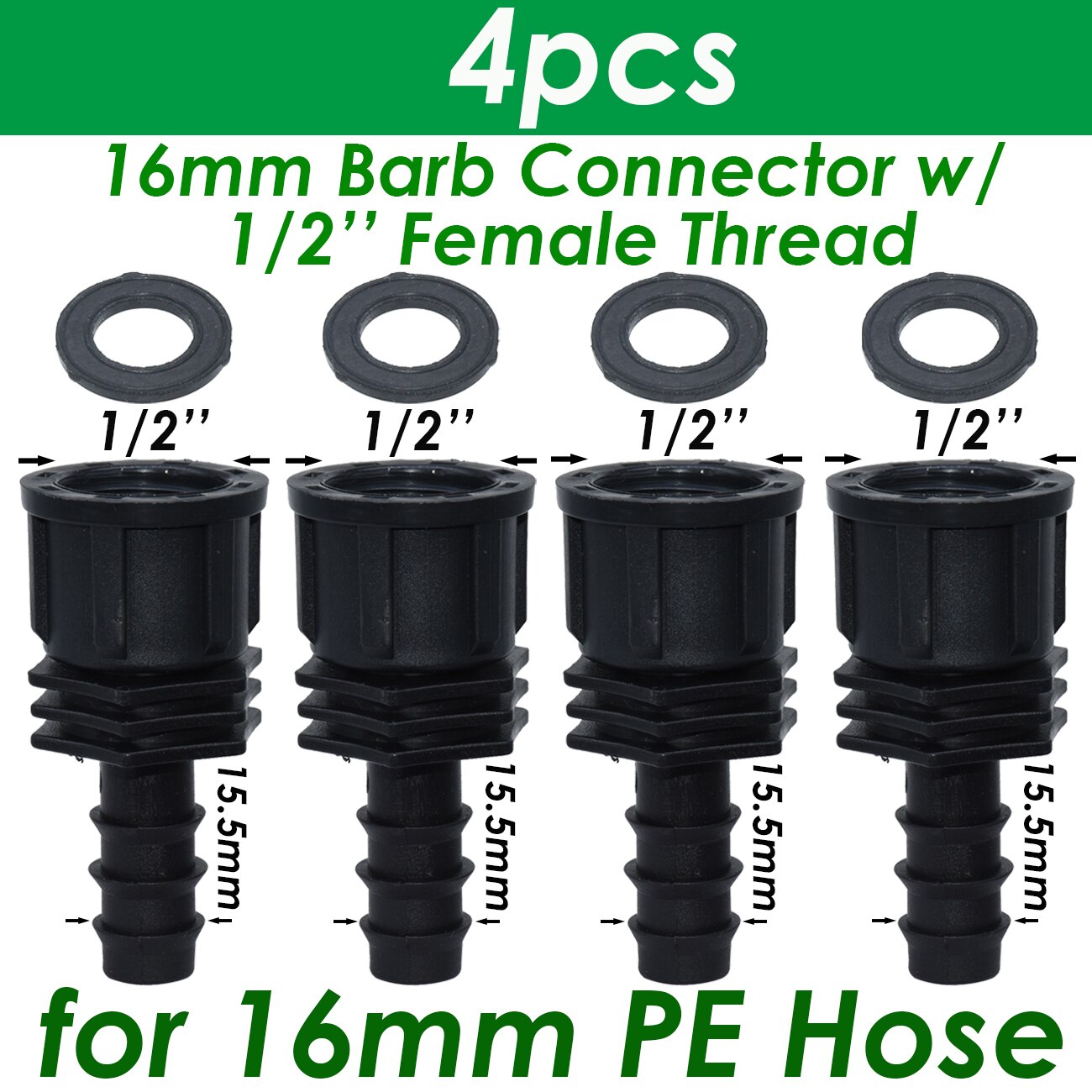 SPRYCLE 4PC 1/2 "3/4" Weiblich Außengewinde Anschluss Zu Widerhaken 16mm 20mm 25mm PE Schlauch Adapter Garten Bewässerung Tropf Bewässerung System: Blau