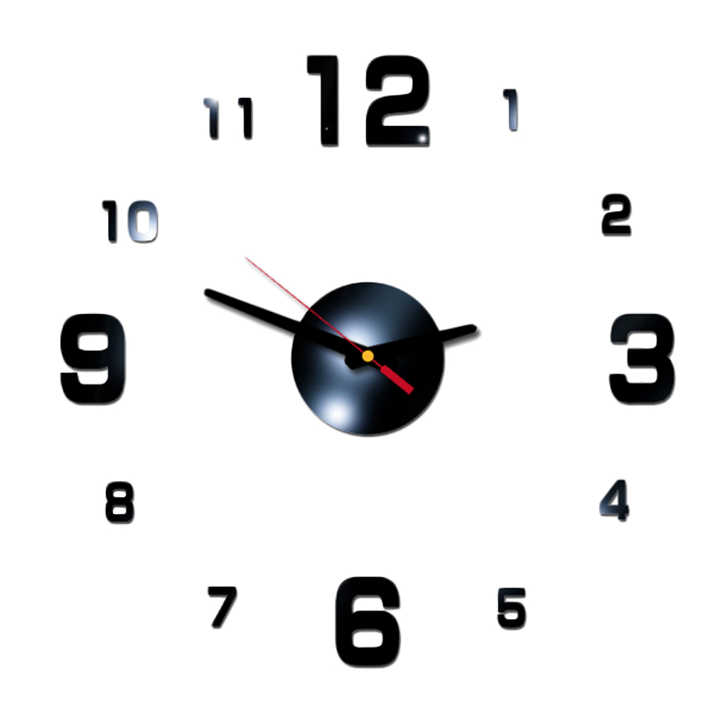 Horloge murale 3D auto-adhésive, miroir autocollant, décoration de salon, de maison, horloge décorative en acrylique, moderne , DIY bricolage: B
