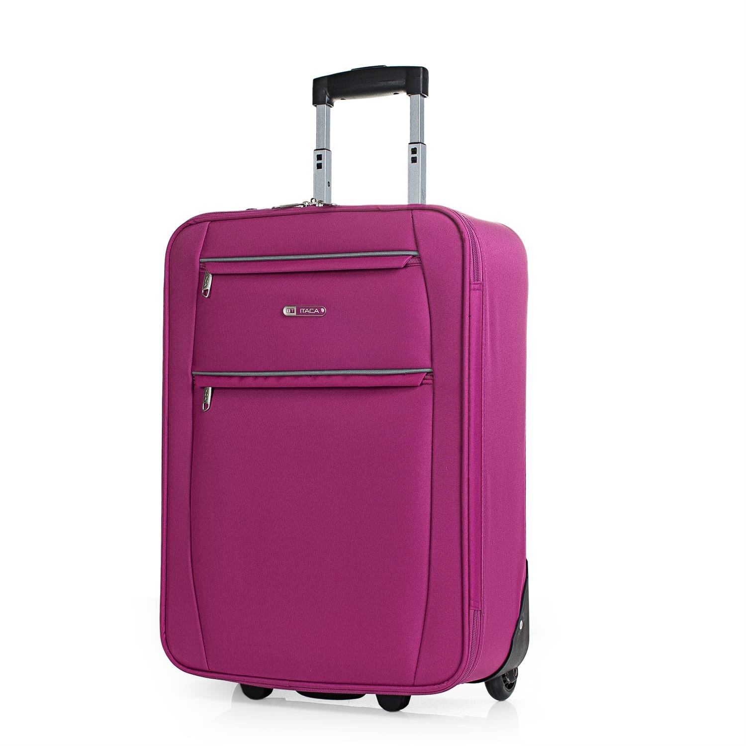 Itaca modèle Cassley valise trolley cabine Semirígida 50 Cm Polyester EVA poignée réglable, 2 poignées 2 roues roulettes faible coût: Rose