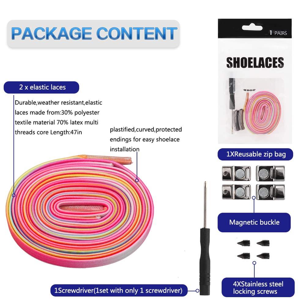 En elastisk uden binde snørebånd sneakers dovne snørebånd børn voksen sikkerhed hurtig flad snørebånd magnetisk metallås udendørs fritid
