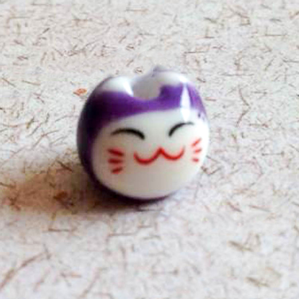 Cuentas de gato de la suerte para pulsera, Material de joyería hecho a mano, accesorios de cerámica pintados a mano, , número 9, 10 Uds., TMT07: Rosa