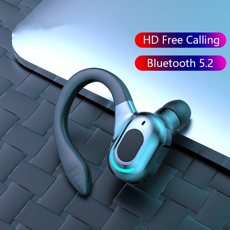 Bluetooth 5.2 Draadloze Koptelefoon Oorhaak Enkele Mini Business Hoofdtelefoon Hifi Bass Noise Cancelling Sport Gaming Oordopjes