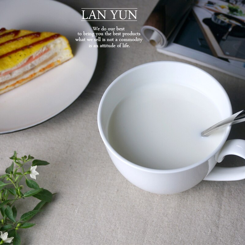 480 ML, tasse blanche simple de matin de porcelaine d'os, tasse de céréale de petit déjeuner de porcelaine, tasses en céramique tasses de café, grande tasse de thé de lait, gobelet