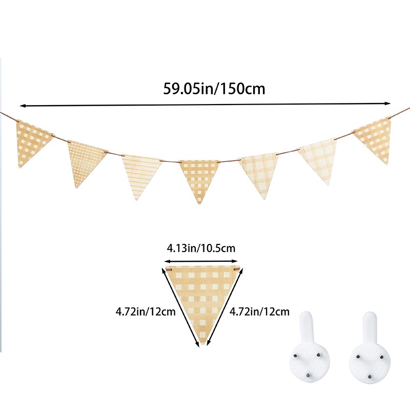 Wooden Triangle Flag Birthday Party Bunting Banner Wall Hanging Garland Photo Props Home Bedroom Nursery Decoration