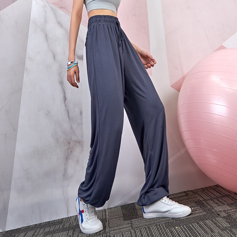 Women's loose-fitting track pants, loose running straight pants, slimming fitness pants, high waist yoga pants, summer thin wome