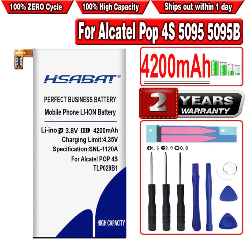 HSABAT 4200mAh TLp029B1 Batteria per Alcatel pop 4S 5095 5095B 5095I 5095K 5095L 5095Y per TCL 550