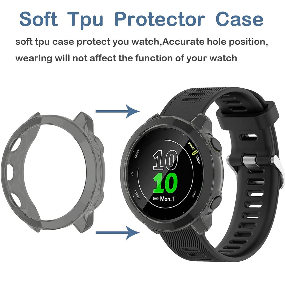 Protective Case For Garmin Forerunner 55 Watch Cover For Garmin Forerunner 158 Protector Case Soft TPU Bumper Smart Watch Shell