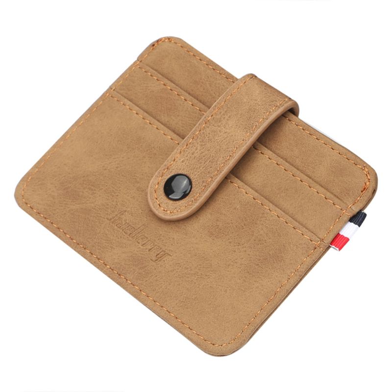 1Pc Retro Button Purse Mannen Lederen Dunne Slanke Business Wallet Id Credit Card Holder: BN