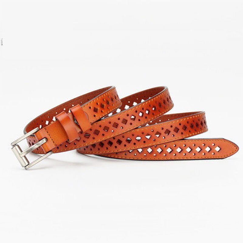 Ladies belt Korean leather simple and versatile casual hollow thin belt female student jeans belt