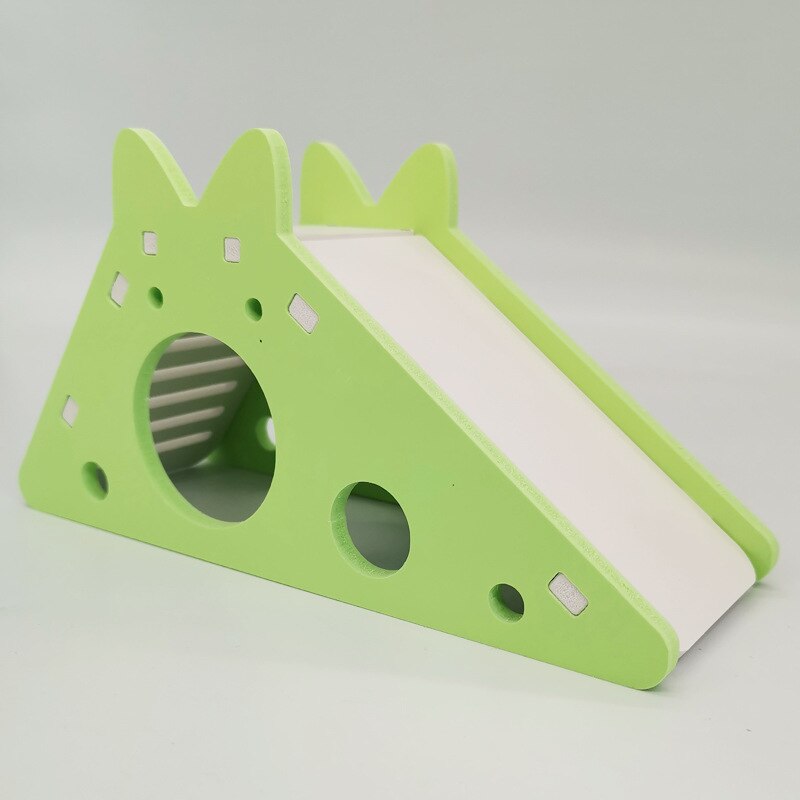 Scivolo per uccelli giocattolo criceto casa a scomparsa accessori per gabbia per pappagalli cavia scivolo in legno con scale giocattolo forniture per piccoli animali domestici: Green B