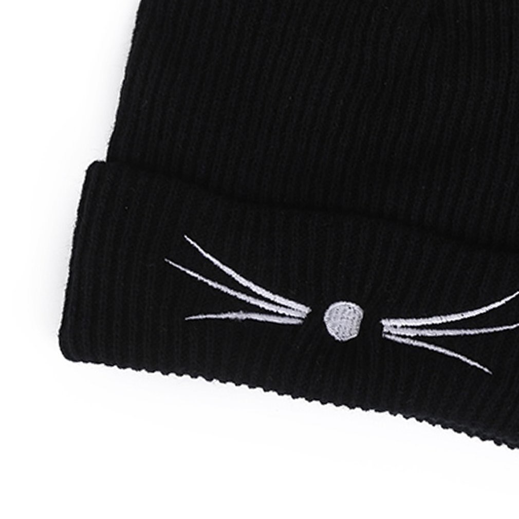 Funny Cat Ear Hat Winter Knit Cap Warm Winter Autumn Cap for Women Cap Solid Color Knitted Hat Cap
