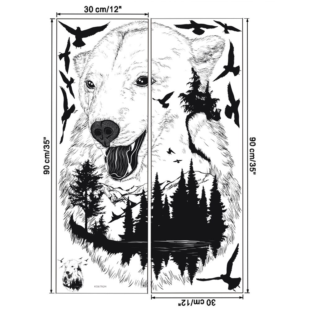 Black White Animal Silhouette Elk Zebra Eagle Horse Wolf Tiger Giraffe Wall Stickers Living Room Bedroom Decor Wallpaper: 4