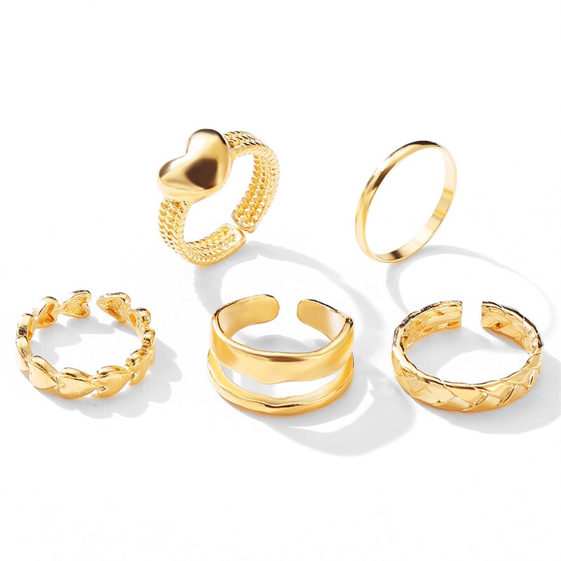 einstellen böhmischer, herzförmiger goldringe für damen und mädchen aus zinklegierung, fingerringe, 2022 klassische schmuckringe für damen: Gold