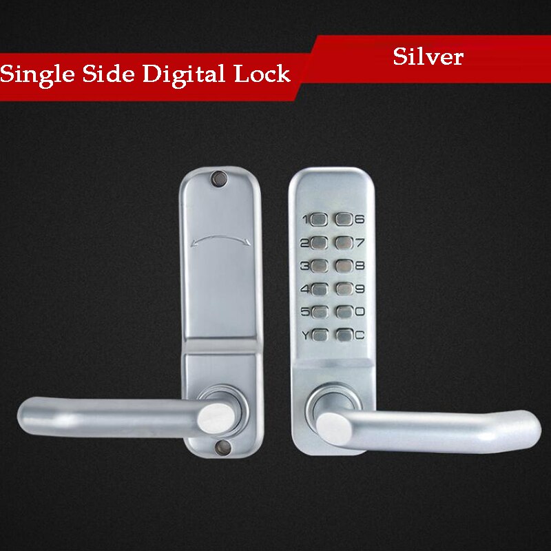 Handle Lock Combination Door Lock Code lock Mechanical Waterproof Lock Golden Lock: Silver Single side