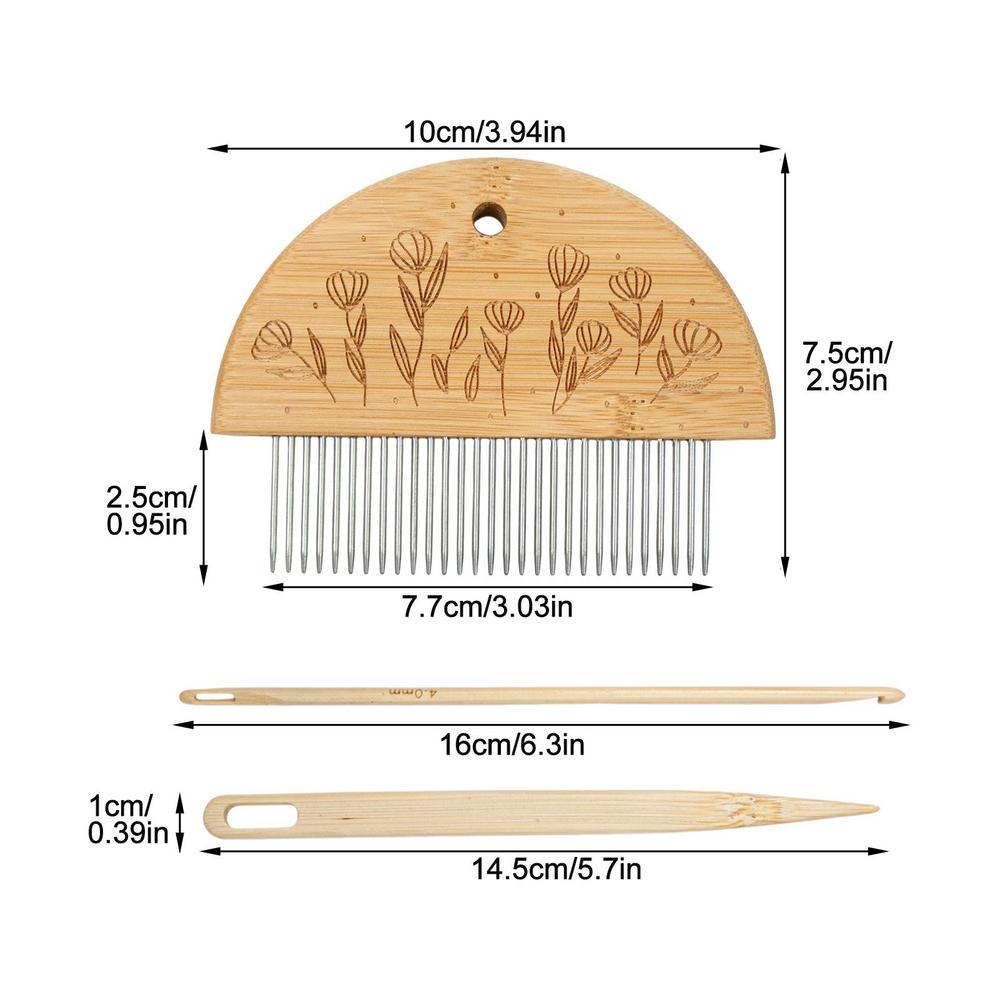 Zestaw do tkania gobelinów, drewniane krosno tkackie wielofunkcyjne, duża rama, maszyna do tkania gobelinów z szydełkiem i grzebieniem do plecenia: Żółty