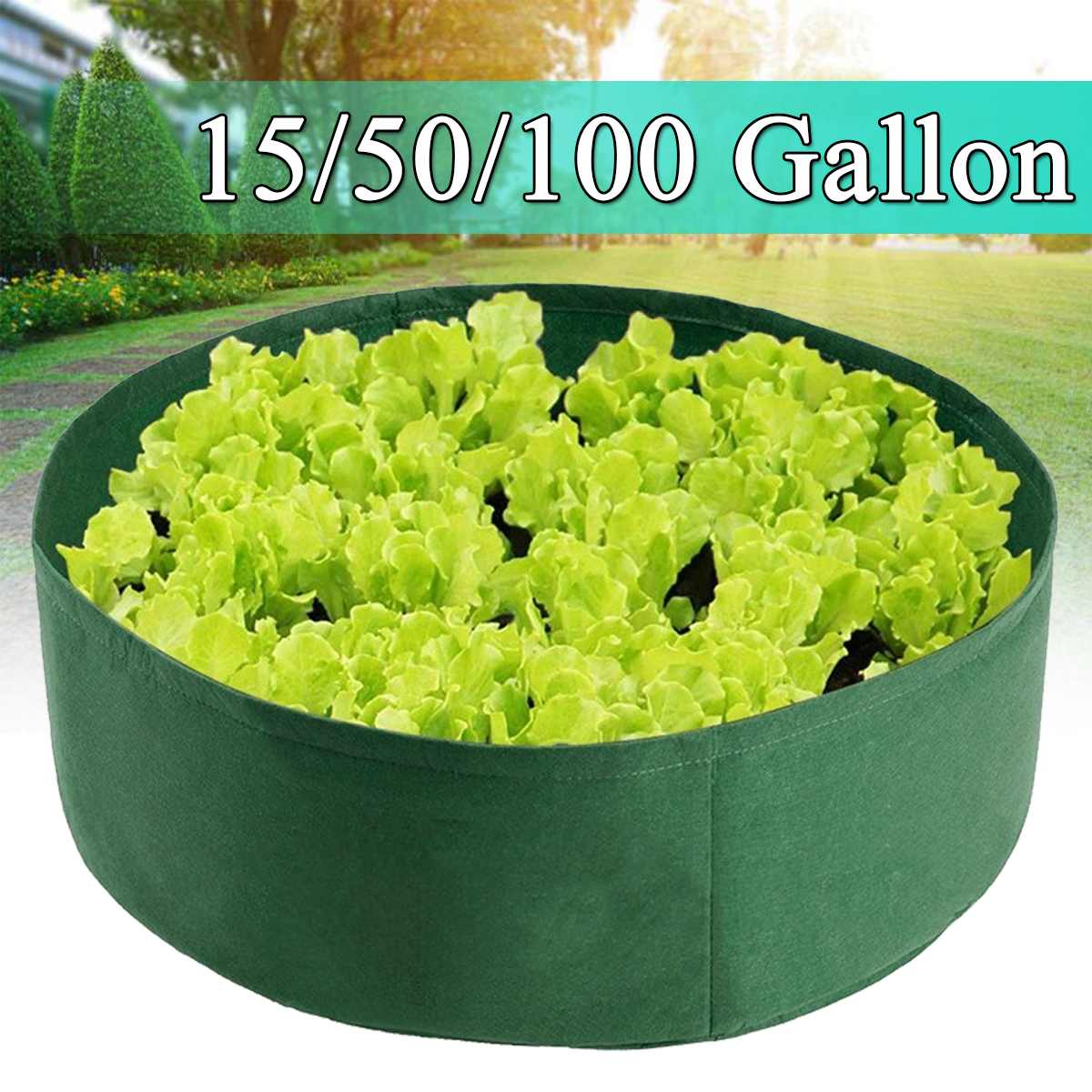 Fabric Raised Garden Bed 50 Gallons Round Planting Container Grow Bags Breathable Felt Fabric Planter Pot for Plants Nursery Pot
