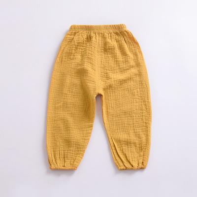 Flickor bomullsbyxor barn byxor babykläder pojkar bloomers ren färg barn casual leggings byxor vår höst: Gul / 24m