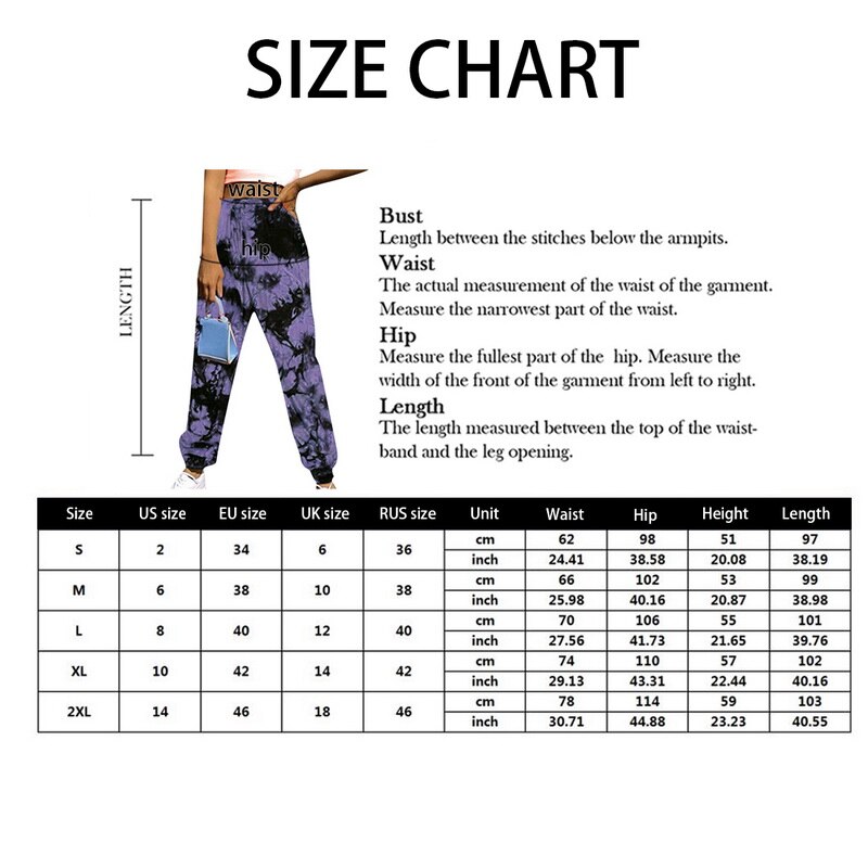 Women High-Waist Joggers Trousers Tie Dye Printed Sweatpants Casual Loose Sports Wear Female Drawstring Side Pockets Leggings