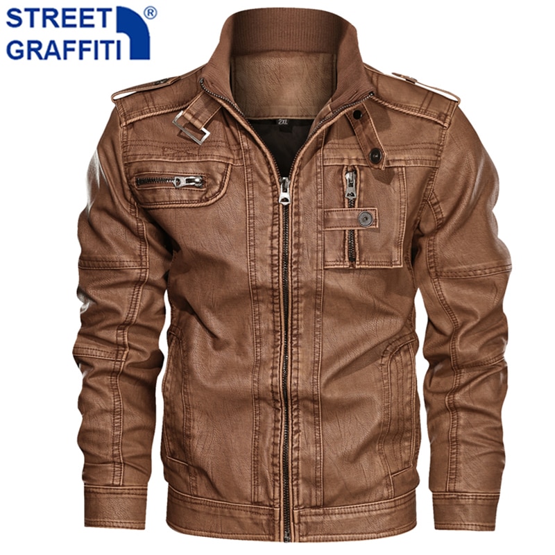 männer Neue Stickerei Motor- Leder Jacke Männer lässig Winter Baseball PU Vlies Jacken Mantel Dünne Lederjacke Männer