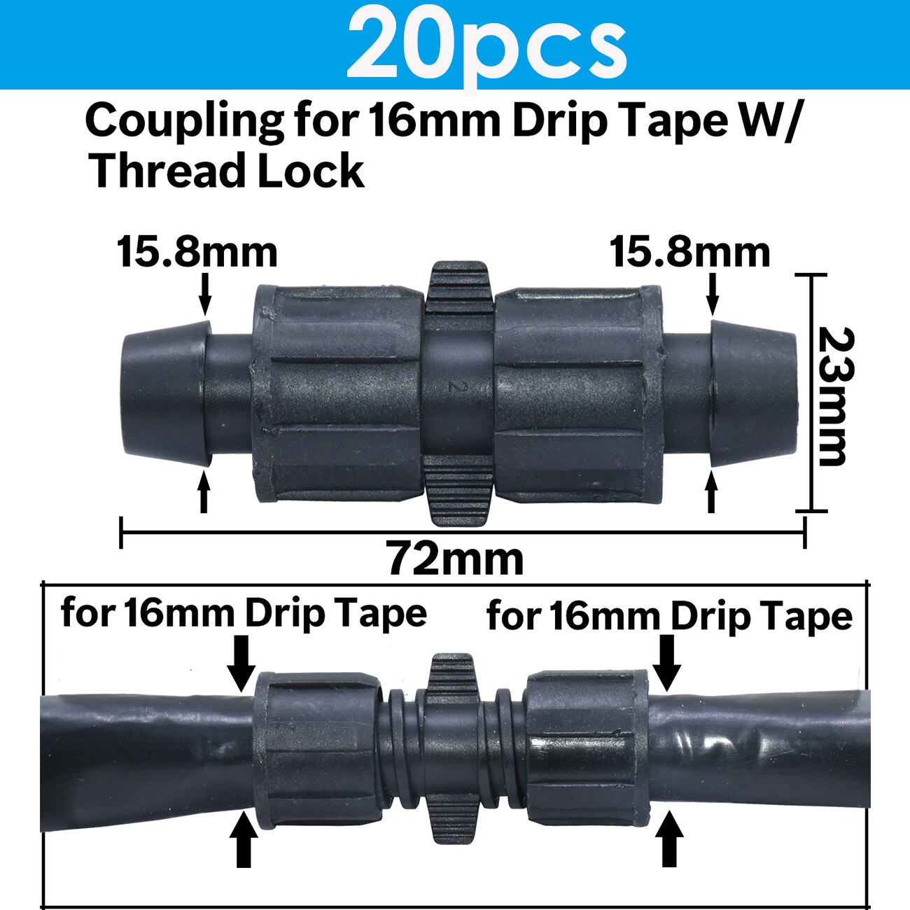 KESLA Garten 16mm 5/8&#39;&#39; Bewässerung Tropf Band Abschaltung Ventil Bewässerung Rohr Schlauch Gelenke Ellenbogen Tee Ende Stecker gewinde sperren Anschluss: KSL01-110-20Stck