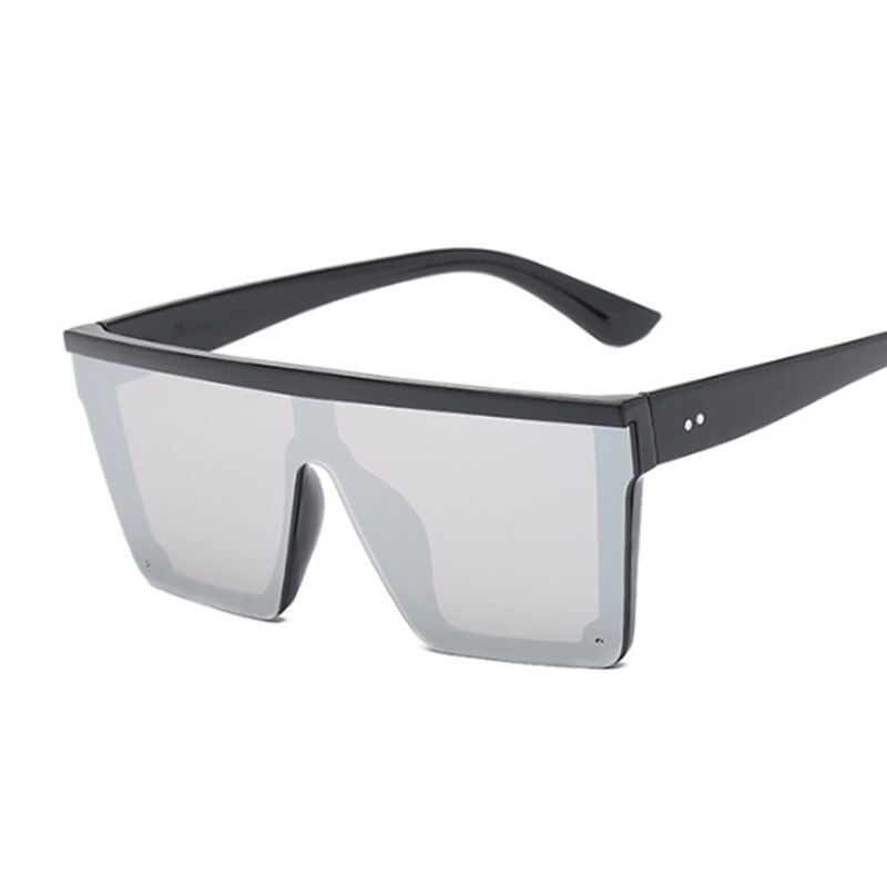 Oversized Zonnebril Vrouwen Big Frame Vierkante Platte Top Klinknagel Zonnebril Vrouwelijke Vrouwen/Mannen Vintage Spiegel Shades Gradiënt UV400
