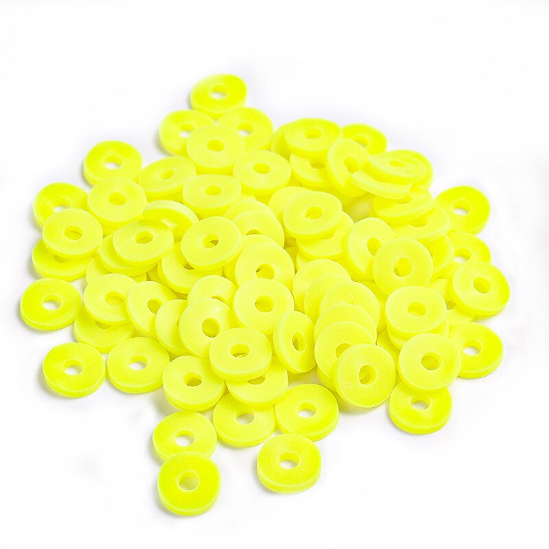Flat Round Polymer Clay Beads Chip Disk Loose Spacer Handmade Boho Slice Beads For DIY Jewelry Making Bracelets: 13 bright yellow