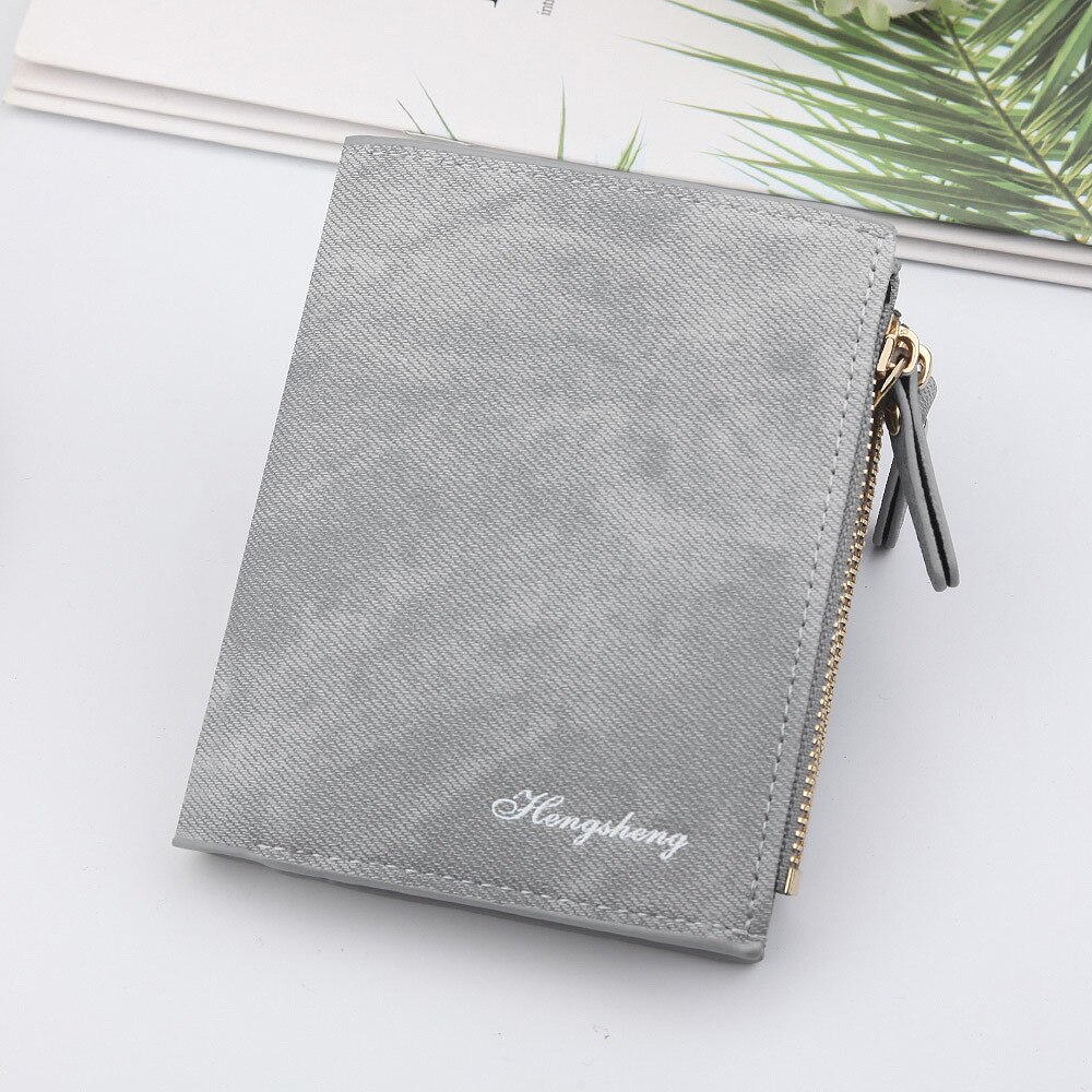 Dames portemonnee met retro canvas patroon, multifunctionele kaarthouder, twee vouwsluitingen, dubbele rits, mini portemonnee: Grijs