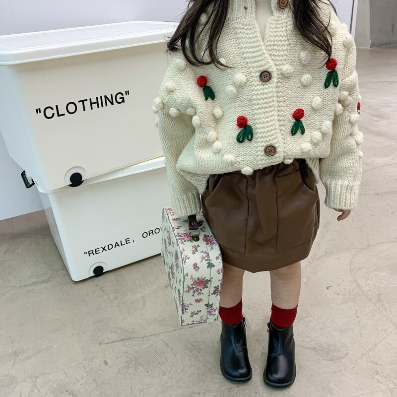 Jupes en Faux cuir pour enfant filles automne jupe en cuir Pu bas enfants fille décontracté solide jupe droite