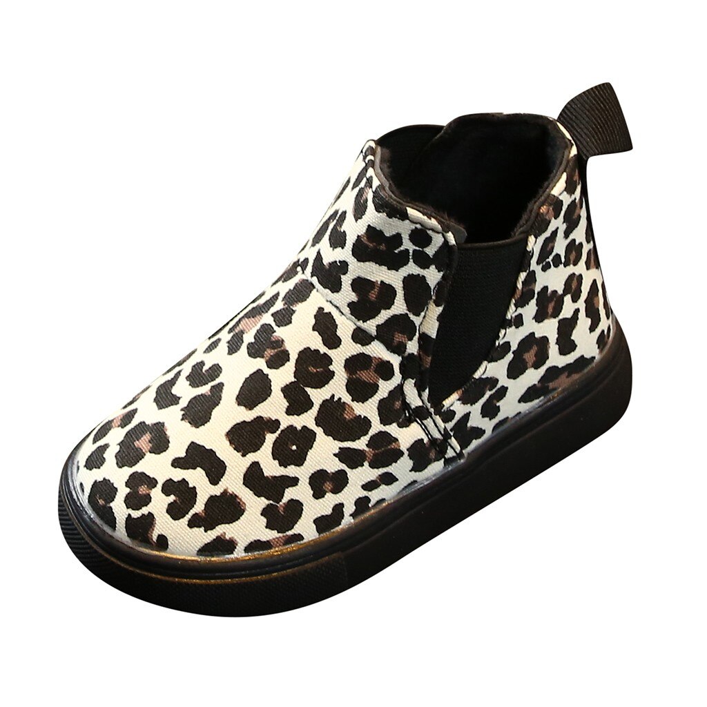 freundlicher freundlicher Baby Mädchen Martine Stiefel Schuhe Leopard Gedruckt Winter Herbst Warme Kurze Stiefel lässig Schuhe Booties navidad: A / 25