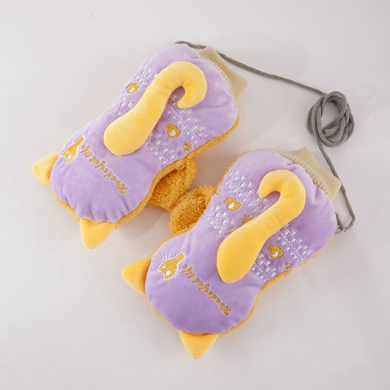 Mooie Carton Staart Vrouwen Mannen Kids Winter Handschoenen Meisjes Outdoor Houden Warm Dikke Katoenen Fitness Handschoenen Voor Studenten: purple