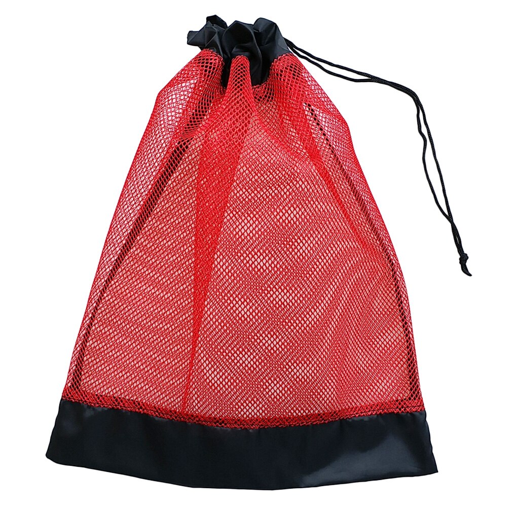 Kraftig kompakt mesh-snor opbevaringspose til dykning snorkling svømning maske finner beskyttelsesbriller gear udstyr: Rød