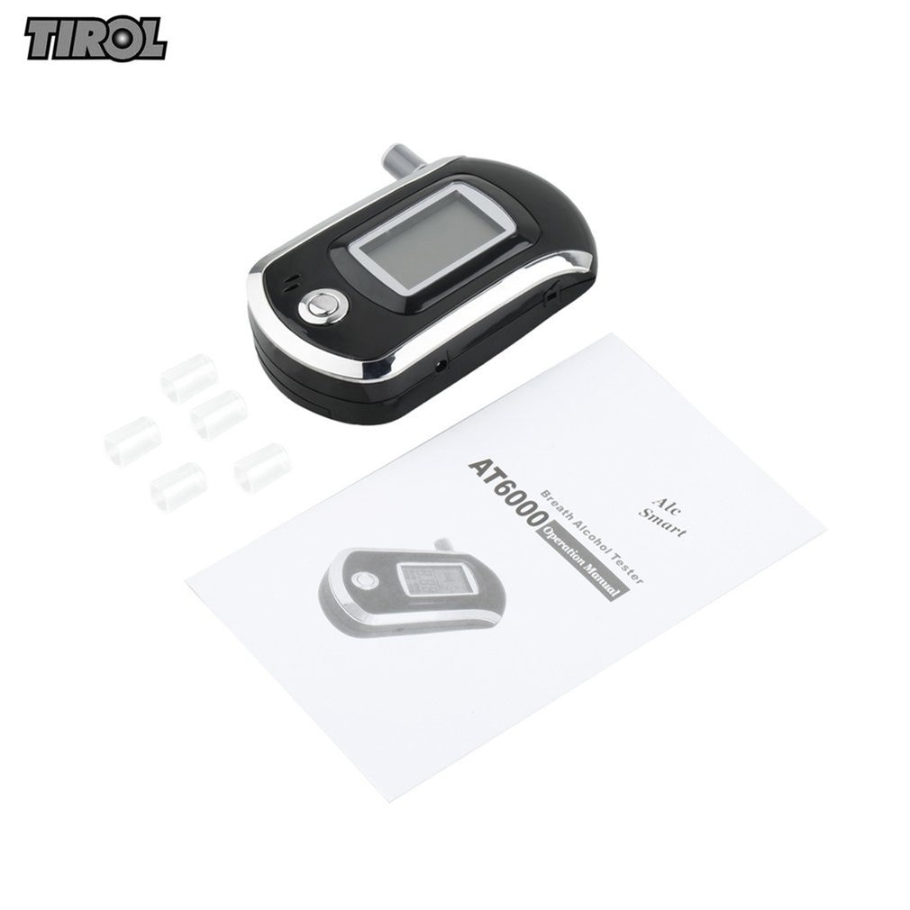 Digital Breath Alcohol Tester LCD Breathalyzer Analyzer With 5 Mouthpiece High Sensitivity Quick