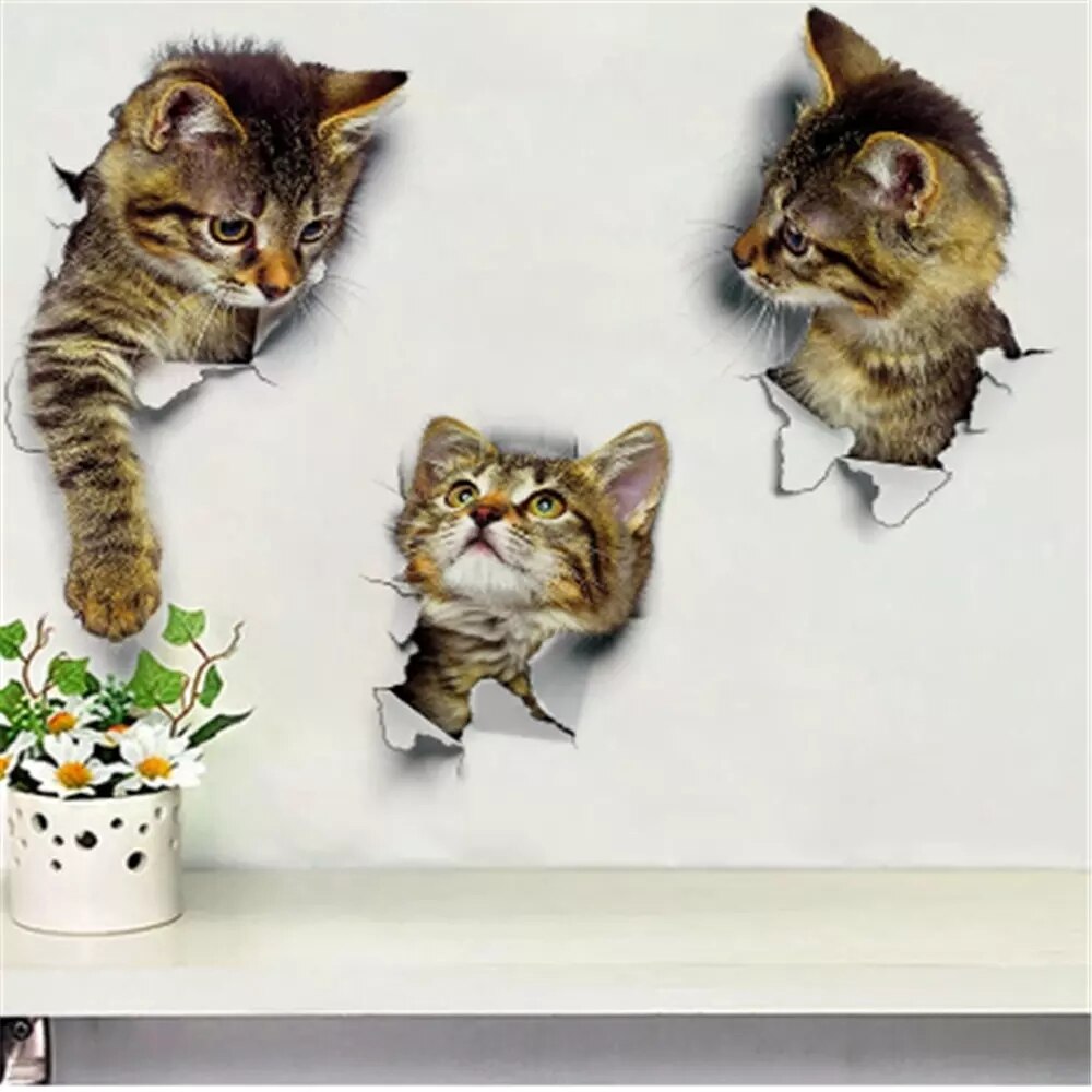 Hilai Grappige Cartoon Kat vinyl Auto laptop venster tank muur sticker Bowl Kat Decal stickers Stickers Behang