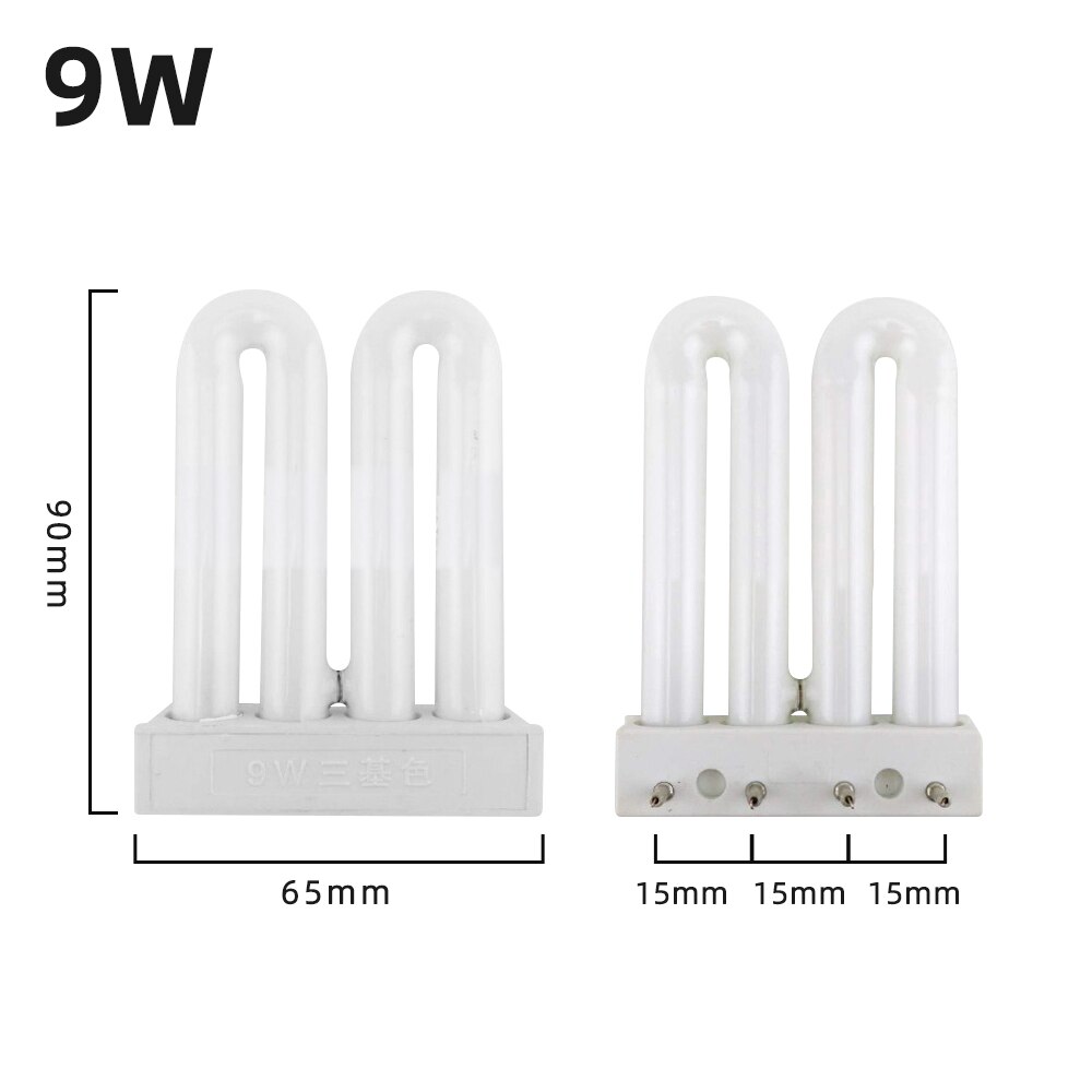 Ac220v lysrör vit 9w dubbel u-typ inomhusbelysning 6500k 4 stift lysrör energisparande skrivbordslampa rör