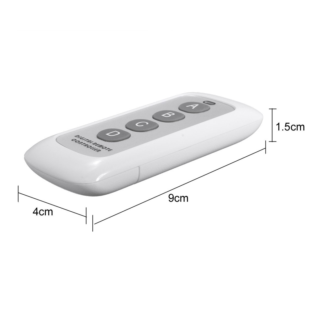 Drahtlose RF433-Fernbedienung mit 4 Tasten funktioniert für Lichtschalter, 433 MHz, Entfernung 20 m, Digital