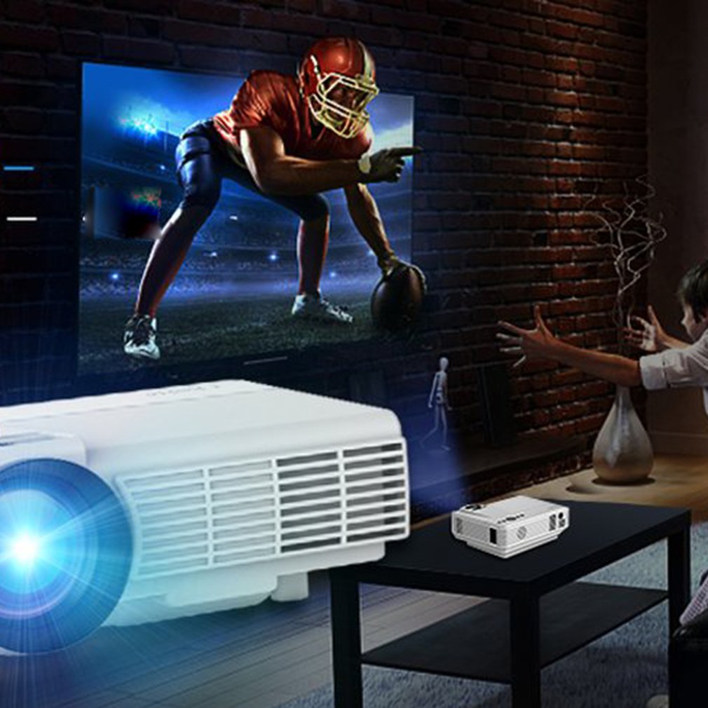 LESHP Q5 proyector LED 800*480 Pixel 1200LM Mini de cine en casa Video proyector de cine en Casa TV computadoras portátiles teléfonos inteligentes
