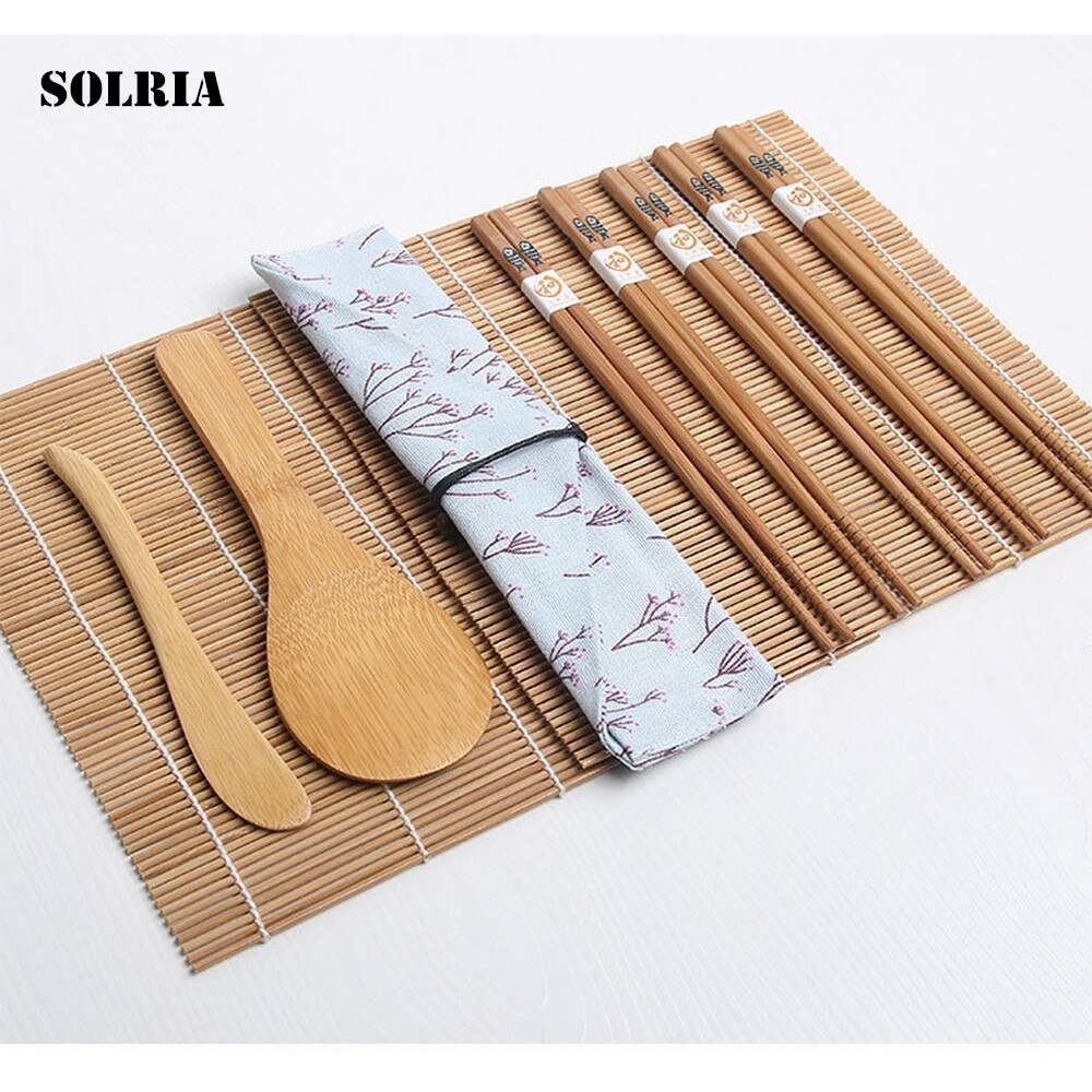10/15Pcs/Set Bamboo Sushi Maker Set DIY Rice Sushi Making Kits Roll Cooking Tools with Chopsticks & Spoon Sushi Blade