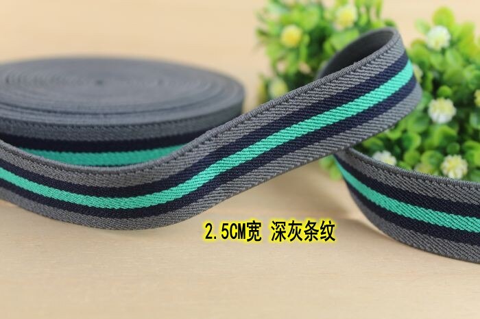 2.5cm tjocka band elastiska polyesterband band väska remmar bälte midjeband webbing klädsel möbler 5 yard: Mörkgrå